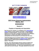 Intervention on Freedom of Assembly