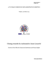Closing Remarks by Ambassador Janez Lenarcic, Director of the Office for Democratic Institutions and Human Rights, OSCE