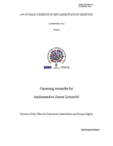 Opening Remarks by Ambassador Janez Lenarcic, Director of the Office for Democratic Institutions and Human Rights, OSCE