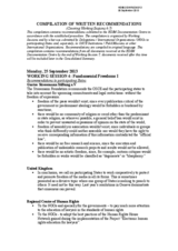 Compilation of Written Recommendations (Working sessions 4-7)