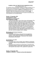 Compilation of Written Recommendations (Working Sessions 1-3)