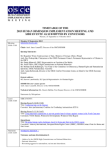 Human Dimension Implementation Meeting 2013, 23 September 2013 - 4 October 2013: Timetable