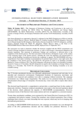 Georgia, Presidential Election, 27 October 2013: Statement of Preliminary Findings and Conclusions