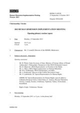 Human Dimension Implementation Meeting 2013, 23 September 2013 - 4 October 2013: Journals of the Day