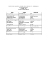 Azerbaijan, Presidential Election, 9 October 2013: Members of the Core Team