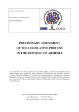 Armenia, Preliminary Assessment of the Legislative Process, 18 November 2013