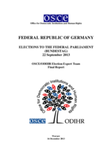 Germany, Parliamentary Elections, 22 September 2013: Final Report