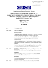 Supplementary Human Dimension Meeting on Implementation of the Action Plan on Improving the Situation of Roma and Sinti, 7-8 November 2013: Agenda