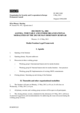 Human Dimension Seminar on the Media Freedom Legal Framework, 13-15 May 2013: Agenda