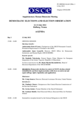 Supplementary Human Dimension Meeting on Democratic Elections and Election Observation, 12-13 July 2012: Agenda