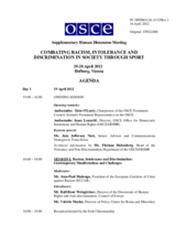 Supplementary Human Dimension Meeting on Combating Racism, Intolerance and Discrimination in Society through Sport, 19-20 April 2012: Agenda