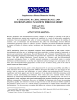 Supplementary Human Dimension Meeting on Combating Racism, Intolerance and Discrimination in Society through Sport, 19-20 April 2012: Annotated Agenda