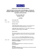 Supplementary Human Dimension Meeting on Prevention of Racism, Xenophobia and Hate Crimes through Educational and Awareness-Raising Initiatives: Agenda