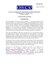 Human Dimension Implementation Meeting Warsaw, 26 September – 07 October 2011: Annotated Agenda
