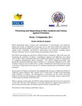Preventing and Responding to Hate Incidents and Crimes against Christians: Agenda
