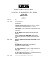 Supplementary Human Dimension Meeting on the Promotion of Pluralism in New Media: Agenda