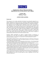 Supplementary Human Dimension Meeting on the Promotion of Pluralism in New Media: Annotated Agenda
