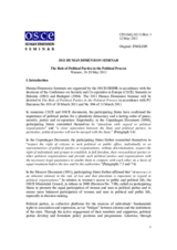 Human Dimension Seminar on the Role of Political Parties in the Political Process: Annotated Agenda