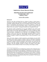 Supplementary Human Dimension Meeting on Freedom of Religion or Belief, 9-10 December 2010: Annotated Agenda