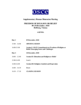 Supplementary Human Dimension Meeting on Freedom of Religion or Belief, 9-10 December 2010: Agenda