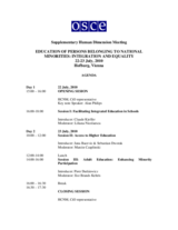 Supplementary Human Dimension Meeting on the Education of Persons Belonging to National Minorities: Integration and Equality, 22-23 July 2010: Agenda