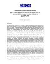 Supplementary Human Dimension Meeting on the Education of Persons Belonging to National Minorities: Integration and Equality, 22-23 July 2010: Annotated Agenda