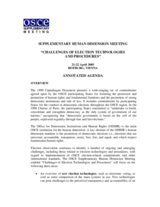 Annotated agenda for the Supplementary Human Dimension Meeting on Challenges of Election Technologies and Procedures