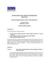 Supplementary Human Dimension Meeting on Human Rights Education and Training, 25-26 March 2004: Annotated Agenda