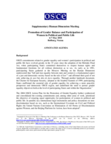 Supplementary Human Dimension Meeting on Gender Equality and Participation of Women in Public and Political Life, 6-7 May 2010: Annotated Agenda