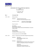 Agenda of Supplementary Human Dimension Meeting on prevention of torture. 6 - 7 November 2003