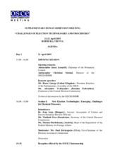 Agenda for the Supplementary Human Dimension Meeting on Challenges of Election Technologies and Procedures