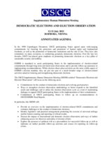 Supplementary Human Dimension Meeting on Democratic Elections and Election Observation, 12-13 July 2012: Annotated Agenda