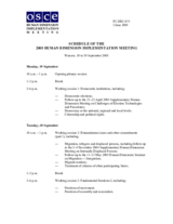 Agenda of the 2005 Human Dimension Implementation Meeting