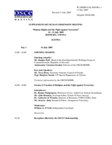 Agenda of the Supplementary Human Dimension Meeting on Human Rights and the Fight Against Terrorism