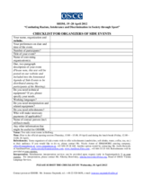 Supplementary Human Dimension Meeting on Combating Racism, Intolerance and Discrimination in Society through Sport, 19-20 April 2012: Checklist for Organizers of Side Events