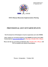 Provisional List of Participants