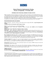 Human Dimension Implementation Meeting, 26 September - 7 October 2011: Side Event Information and Checklist