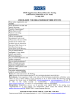 Supplementary Human Dimension Meeting on the Promotion of Pluralism in New Media: Checklist for Organizers of Side Events