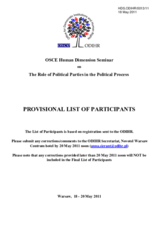 Provisional List of Participants