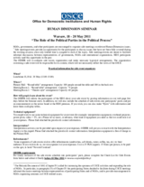 Human Dimension Seminar on the Role of Political Parties in the Political Process, 18-20 May 2011: Side Event Checklist