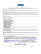 Supplementary Human Dimension Meeting on Freedom of Religion or Belief, 9-10 December 2010: Side Event Checklist