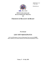 Provisional List of Participants
