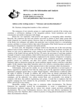 Address at the working session 1 - "Tolerance and non-discrimination I"