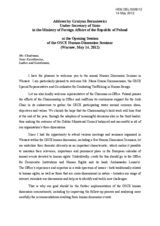 Address by Grazyna Bernatowicz, Under-Secretary of State in the Ministry of Foreign Affairs of the Republic of Poland