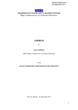 Address by Knut Vollebaek, OSCE High Commissioner on National Minorities