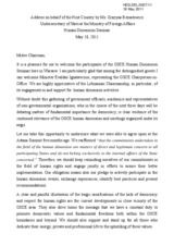 Address on behalf of the Host Country by Ms. Grazyna Bematowicz, Undersecretary of State at the Ministry of Foreign Affairs