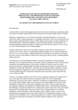 Statement by the representative of Turkey: Session II (the role of human rights defenders in addressing human rights violations)