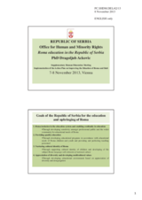 Session 2, Statement by Dr. Dragoljub Ackovic, Office for Human and Minority Rights, on Roma Education in Serbia