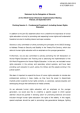 Statement by the Delegation of Slovenia under Working Session 5-Fundamental Freedoms II, including Human Rights Education