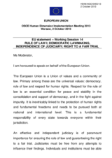 EU statement-Working Session 14: Rule of Law I; Democratic Lawmaking, Independence of Judiciary; Right to a Fair Trial